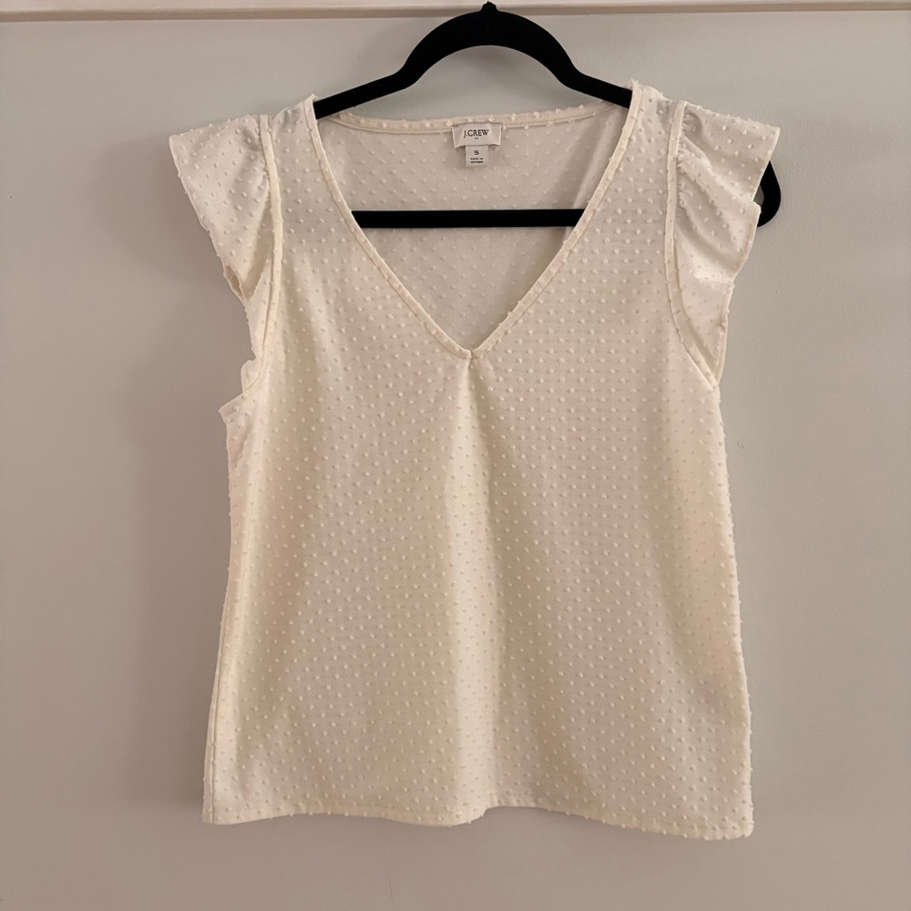 J. Crew Cream Textured V-Neck Tank Top